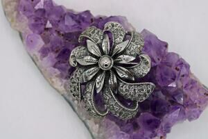 1964-1993 Botticelli Silver Tone Textured Floral Brooch